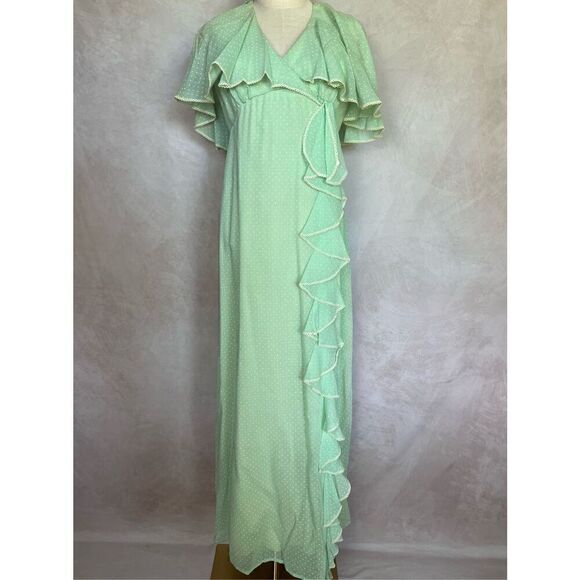 Vintage 1970s Green Evening Dress - Picture 2 of 8
